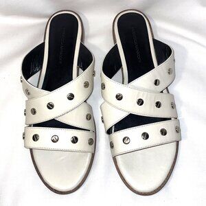 Rebecca Minkoff Size 9.5M Studded Leather Slide Sandal Antique White